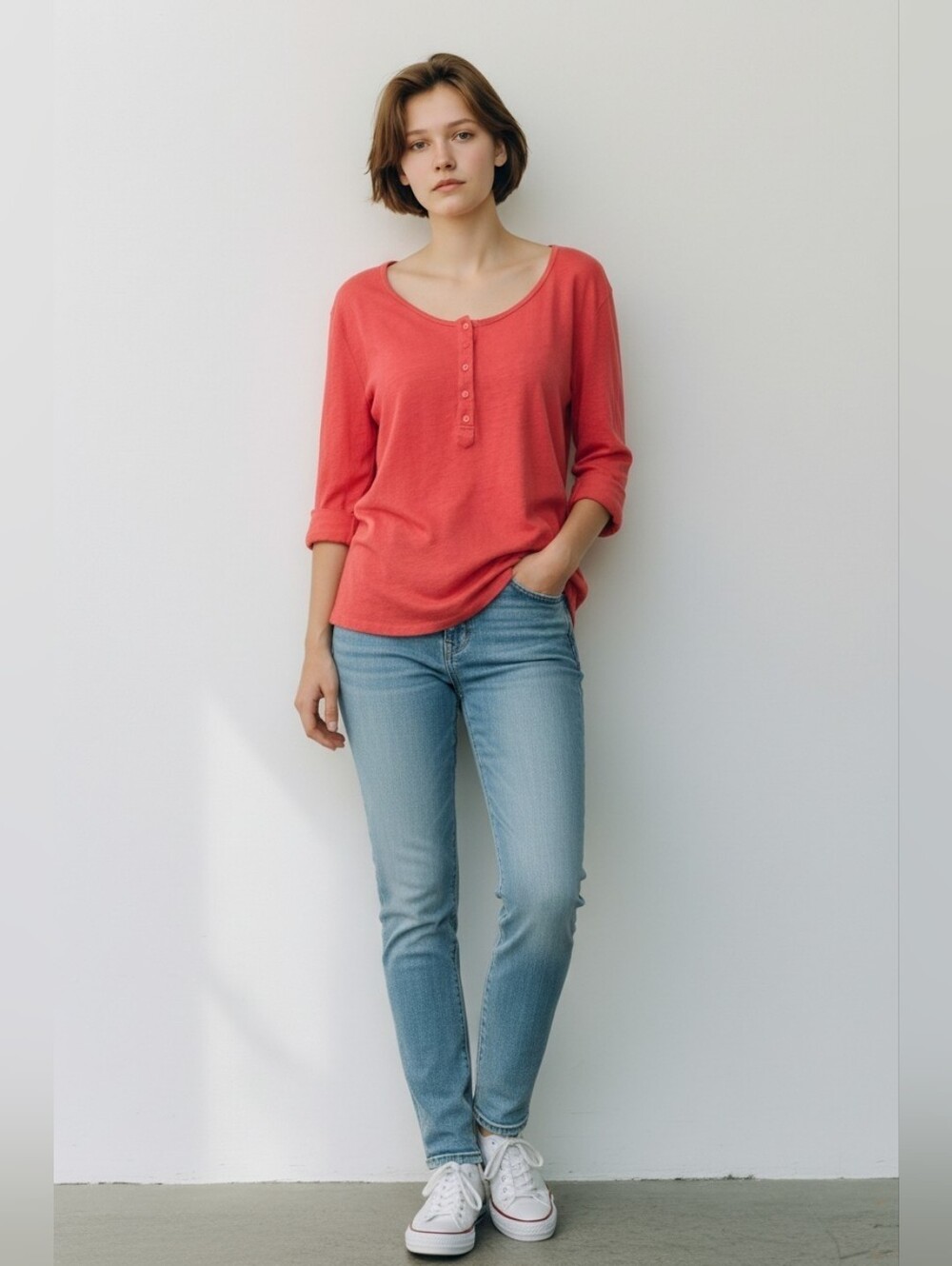 Majestic Filatures Linen Coral Crop Sleeve Top